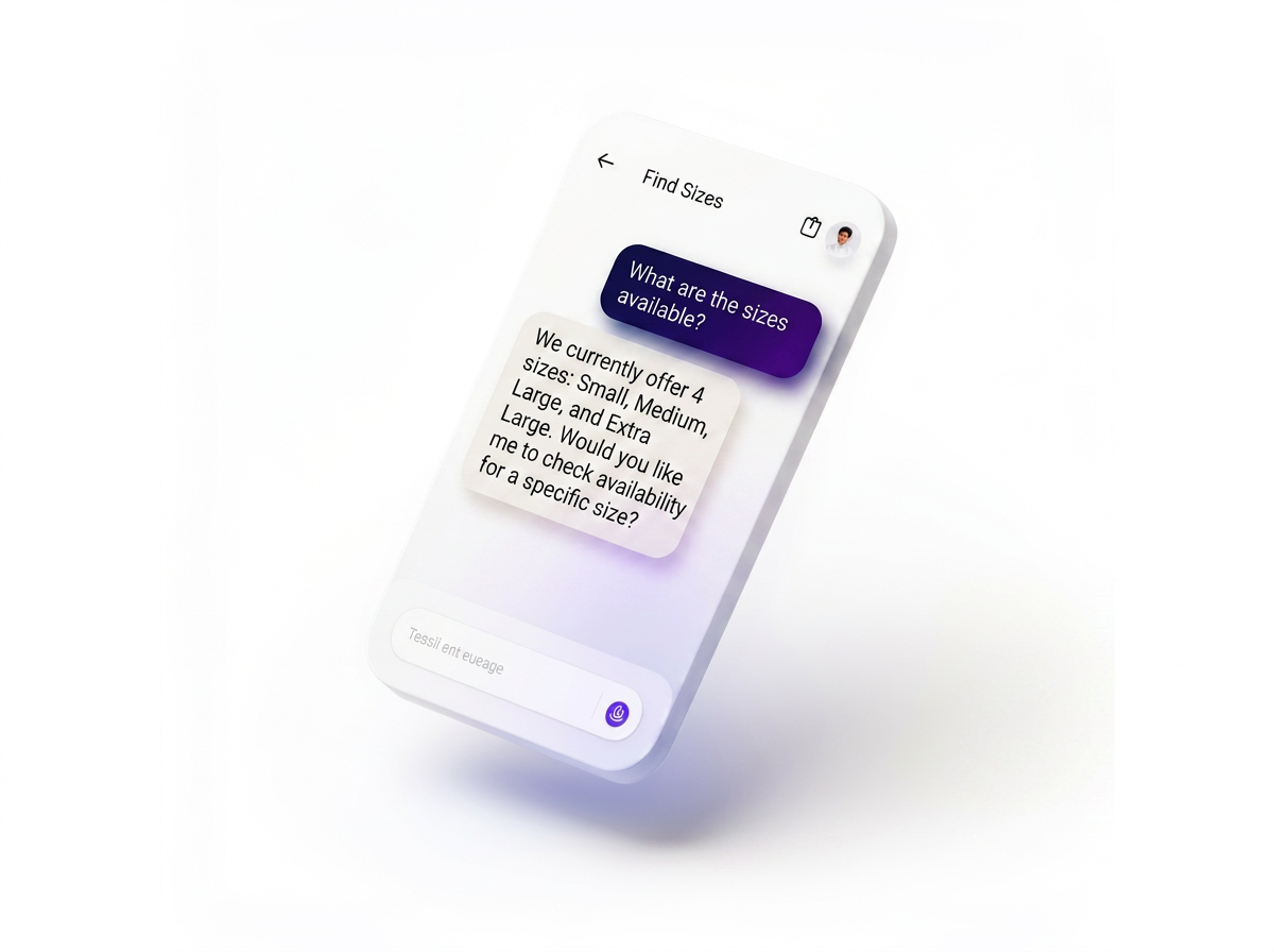 AI chatbot interface mockup showing live conversation